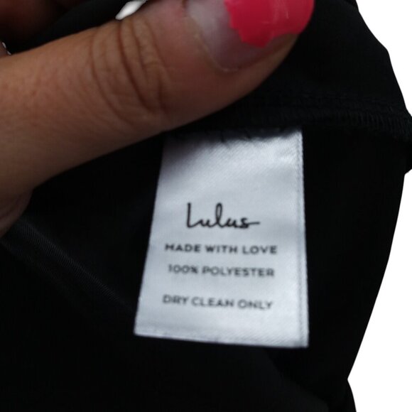 Lulus Hollywood Woman Black Satin Midi Dress Size M Spaghetti Strap Drape Ruched - Picture 12 of 13